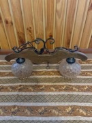 lampa wisząca drwewniana dwa klosze szkło