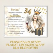 Plakat urodziny blondynki personalizowany 