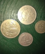 Komplet powojennych monet z miedzioniklu 10,20,50 gr + 1 zł z 1949 roku 