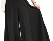 Czarne spodnie damskie z szerokimi nogawkami rozm. 4XL wysoki stan