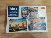 TREFL Puzzle 3x1000 el. Nowy Jork, Londyn, Walencja