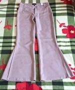 Beżowe spodnie dzwony wide szerokie dark akademia L 