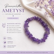 Bransoletka z Ametystem handmade kamienie naturalne na gumce