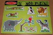 Drewniane puzzle dźwiękowe Melissa & Doug – zwierzęta z zoo, stan bdb