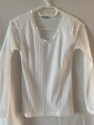 Biała bluzka z prześwitującymi rękawami – Pakuten