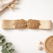 Stylowy pasek BOHO Wings ze złotym zdobieniem - beżowy - nowy