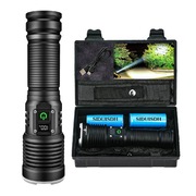 Latarka LED taktyczna akumulatorowa 90000 lm wodoodporna zoom + 2x26650 