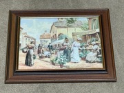 Obraz Scena targowa, kobiety na rynku, styl retro/vintage reprodukcja