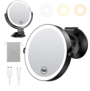 Lustro ścienne 7'' podświetlane 10X powiększenie – czarne