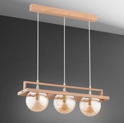 Lampa drewniana szklo bursztynowe 3x40W/E14