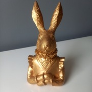 ZAJĄC KRÓLIK WIELKANOCNY ZŁOTA FIGURKA DEKORACJA OZDOBA DUŻA