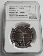 MAX PF70 500zł Sarajewo 1983 Próba NIKIEL NGC PRL