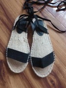 Nowe czarne espadryle płaskie, zamszowe asos r 37