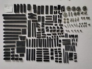 T2 LEGO Technic duży mix (miks) różnych elementów czarnych + osie zębatki