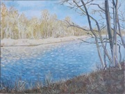 BEZŚNIEŻNA ZIMA obraz olejny na płótnie 40 x 30