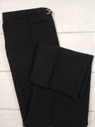 Eleganckie spodnie damskie czarne L 40 wysoki stan gumka złota klamra 