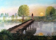 Wstaje nowy dzień. Obraz olejny namalowany na płótnie 50 x 70 cm