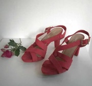 Eleganckie sandałki czerwone MARYPAZ na obcasie - r. 38, 1 raz użyte