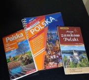 POLSKA atlas samochodowy + mapa kody pocztowe + mapa zamków Polski