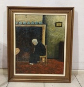 ORYGINALNY STARY OBRAZ OLEJ PŁÓTNO 70x60cm