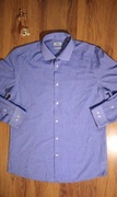 Koszula Next r. 42 nieb w kratkę męska dł rękaw slim fit