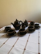 Serwis kawowy, ceramika - granatowy,