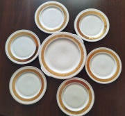 Porcelanowy zestaw do ciasta Włocławek PRL Vintage 7 szt.