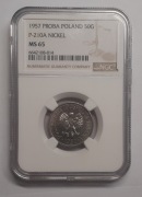 Polska PRL PRÓBA Nikiel 50 groszy 1957 NGC MS63