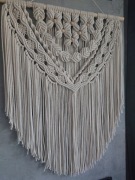 MAKRAMA KWIATY duża na ścianę boho ecru 80 x 100 