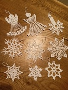 Ozdoby na szydełku, gwiazdki aniołki