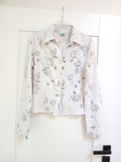 elegancka biała damska wizytowa koszula biurowa do biura 38M w kwiaty