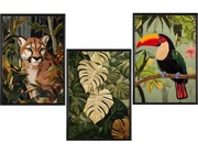 Plakaty Kolorowe ,wzór wyszywanka,jungle 3 szt.- 50x70cm