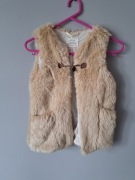 Zara piękna Kamizelka bezrękawnik kożuszek 128  beżowy