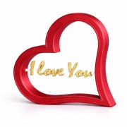 Serce 3D „I Love You” czerwone + złoty napis, prezent walentynki