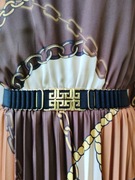 Pasek gumka czarny Klamra złota 65 - 120 cm