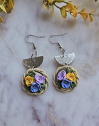 Okrągłe kwiatowe kolczyki z gliny polimerowej 