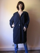 ULLA POPKEN długi żakiet jak płaszczyk granatowy struktura _ 46