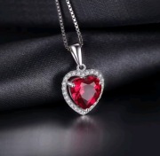 JewelryPalace serce miłości rubin srebro 925 naszyjnik dla kobiet 