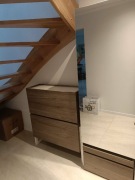 Zestaw szafek (na buty i odzież) i pufa z szufladką