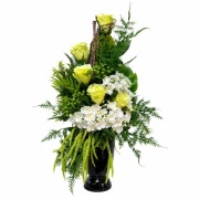 Kompozycja do wazonu nagrobnego stroik na grób cmentarz biało-zielony