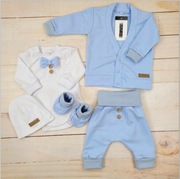 Komplet garniturek do chrztu NIEBIESKI r 62 chrzest elegancki zestaw 5 SZT