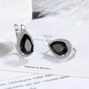 Eleganckie Duże Kolczyki w Kształcie Kropli Wody Czarny