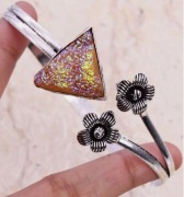 bransoletka BANGLA z Kamieniami KWARC TYTANOWY DRUZY. Próba 925