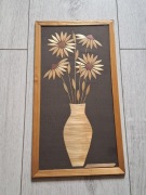 Obrazek słomkowy _ obraz _  kwiaty _ PRL