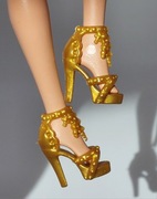 Buty dla lalki Barbie Standard i Curvy złote