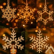 Wypalone ozdoby świąteczne - zestaw 5 Śnieżynek #2