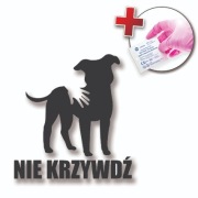 Naklejka na samochód szybę PIES NIE KRZYWDŹ - 10cm KOLOR