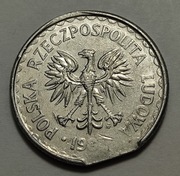 1 zł 1987, destrukt, końcówka blachy