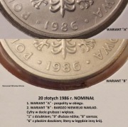 20 zł. 1986 r. WARIANT Z WIĘKSZĄ DATĄ ... R.A.R.Y.T.A.S.U.P.E.R.C.E.N.A. 