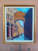 STARY OBRAZ OLEJNY  NA PŁÓTNIE  ,,Wenecja "   